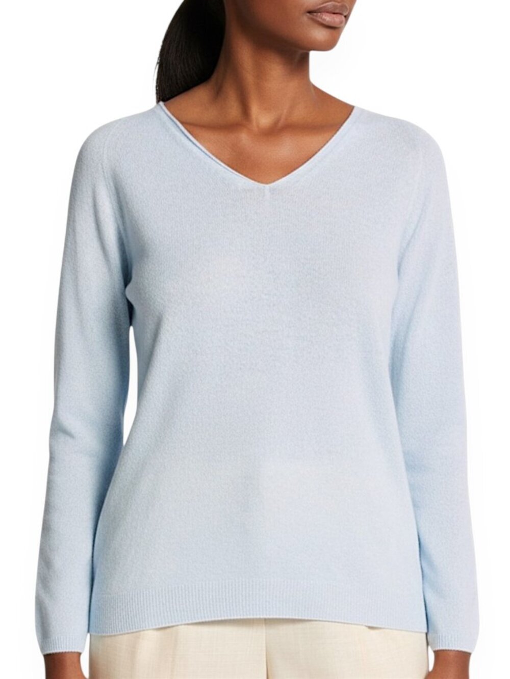 Max Mara Light Blue Smirne Sweater Lightweight Cashmere Wool Blend NWT New XS